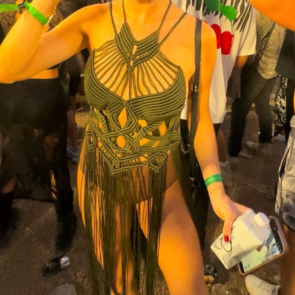 Handmade Macrame Outfit, Green Festival Outfit, Burning Man, Rave Outfit | Poshmark