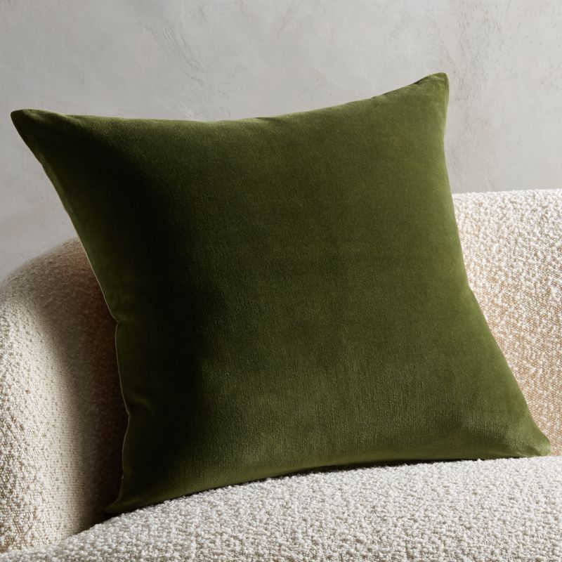 Leisure Green Velvet Modern Throw Pillow with Feather-Down Insert 23" + Reviews | CB2 | CB2