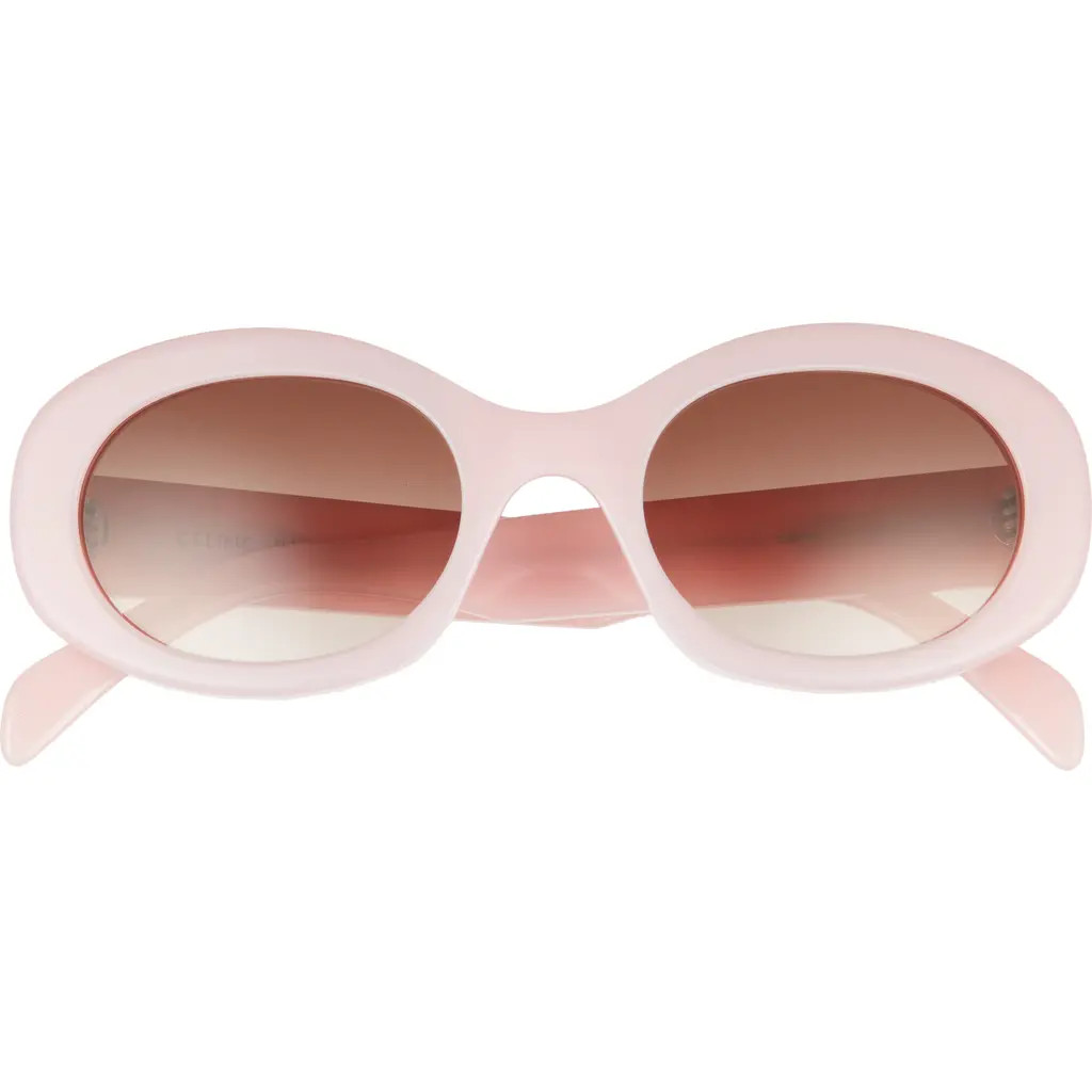 CELINE Triomphe 52mm Oval Sunglasses in Shiny Milky Baby Pink/Brown at Nordstrom | Nordstrom
