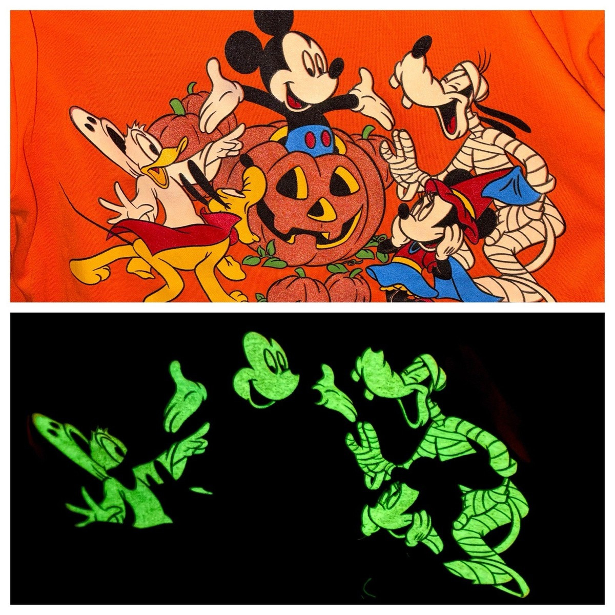 Vtg Disney Halloween Glow-in-the-dark USA 90s Mickey Goofy Size 1X Sweatshirt | eBay US