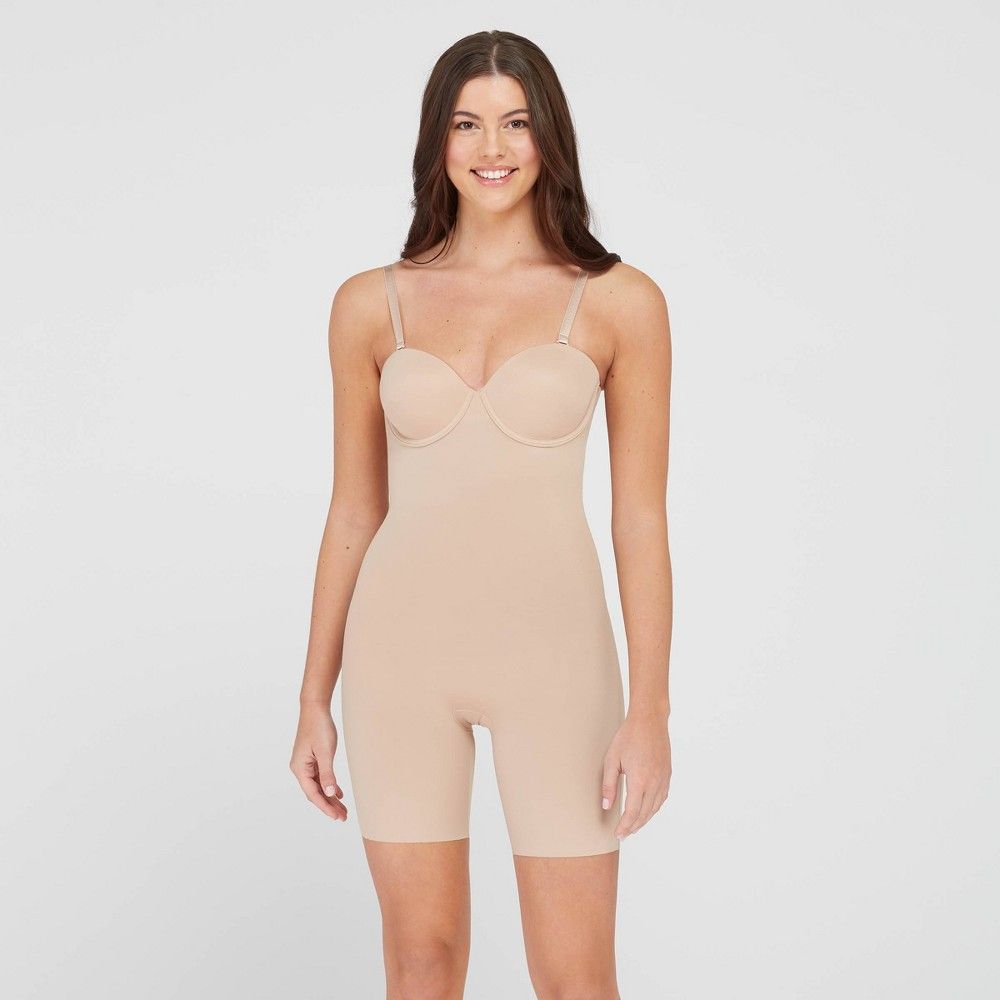 ASSETS BY SPANX Women's Flawless Finish Strapless Cupped Midthigh Bodysuit - Nude M | Target