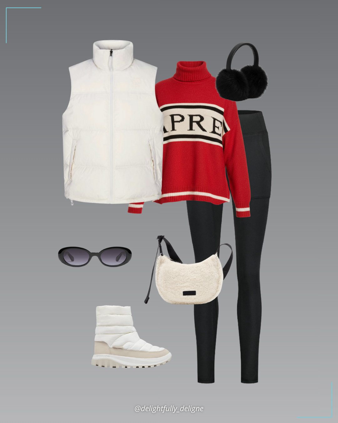 Après Mode ❤️🤍 The North Face x SKIMS 1996 Nuptse vest, Après Summit graphic knit turtleneck sweater, Backcountry Pro winter leggings, Snowtrot™ mid boots, mini crescent bag, faux-fur earmuffs & Quay Felt Cute sunglasses. 

 

#LTKootd #LTKSeasonal #LTKOver40