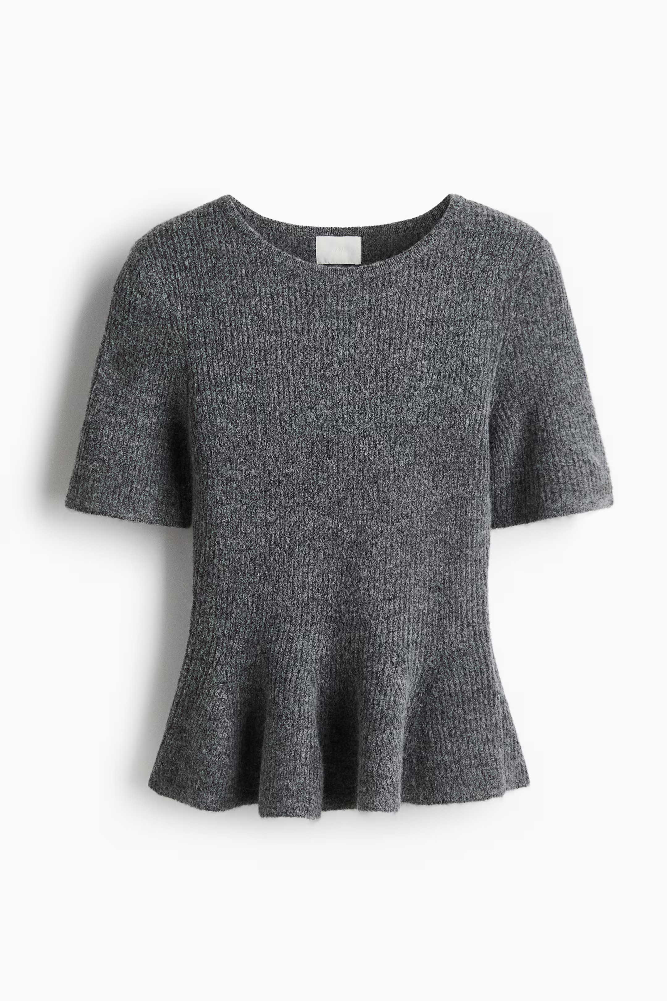Rib-Knit Peplum Top - Dark gray melange - Ladies | H&M US | H&M (US + CA)