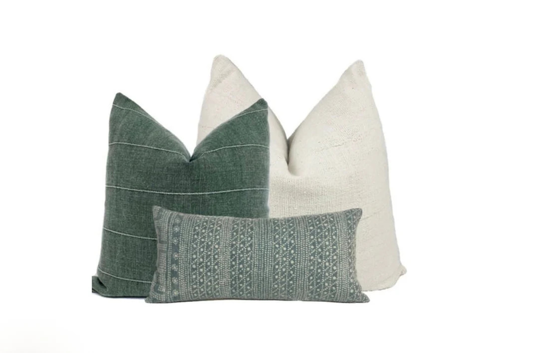 Pillow Combo 26 Pillow Sets Decorative Pillows Green Pillows Striped Pillows African Mudcloth Blu... | Etsy (US)