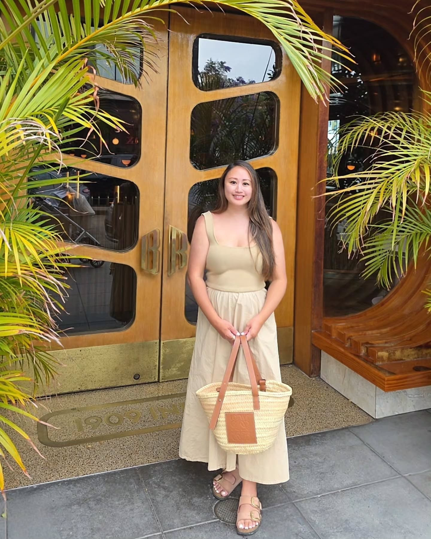 Wandering through Little Italy, showing my baby one of our favorite neighborhoods to explore. Excited to bring out my summer bags again. This Loewe Basket Bag is always a favorite.
