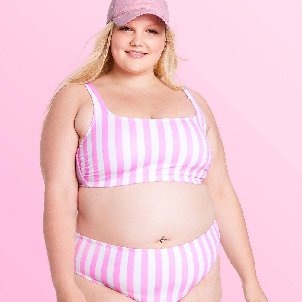 Women's Plus Size Striped Bralette Bikini Top - Stoney Clover Lane x Target Pink 3X | Target