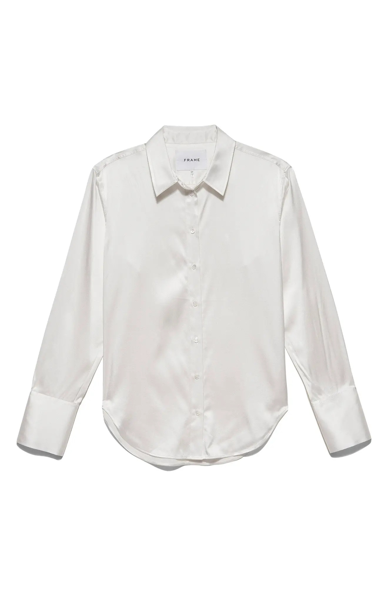 FRAME The Standard Women's Stretch Silk Button-Up Shirt in Off White at Nordstrom, Size Medium | Nordstrom