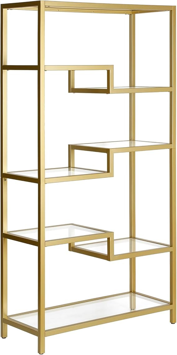 Henn&Hart 68" Tall Rectangular Bookcase in Brass, for Home Office, Living Room | Amazon (US)