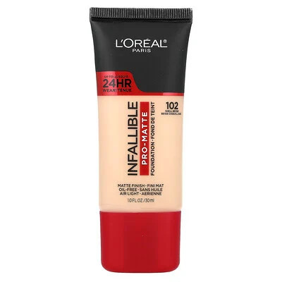 L'Oréal, Infallible, Pro-Matte Foundation, 102 Shell Beige, 1 fl oz (30 ml) | iHerb