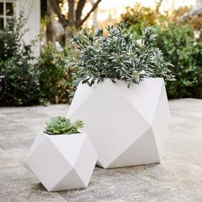 Faceted Modern Fiberstone Indoor/Outdoor Planters | West Elm (US)