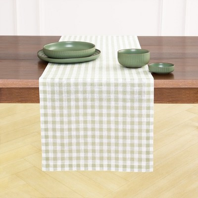 Solino Home Linen Gingham Check Sage Table Runner 14 x 36 Inches | Target