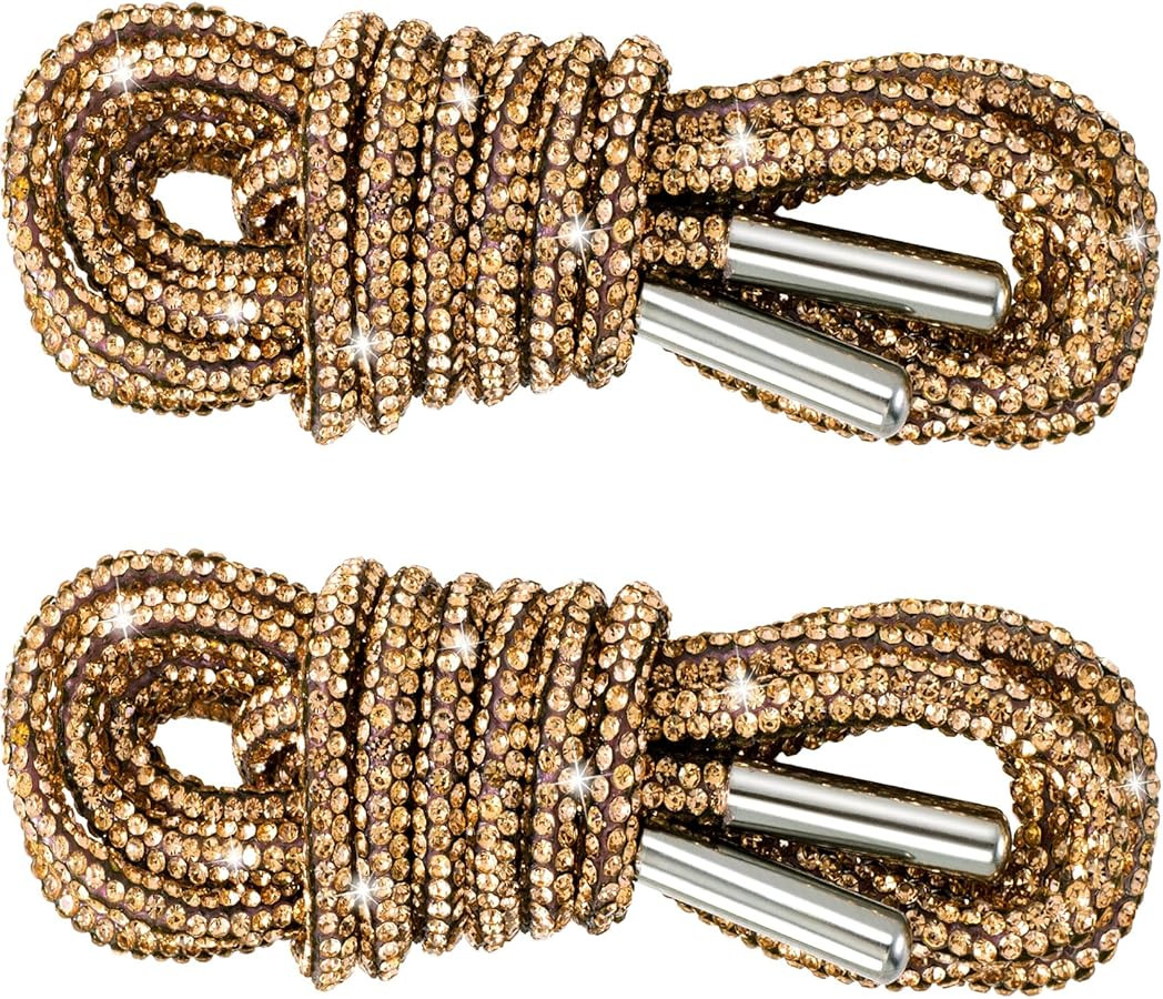 PAGOW 1 Pair Rhinestone Shoe Laces, Round Glitter ShoeLaces for Sneakers, Crystal Bling Diamond R... | Amazon (US)