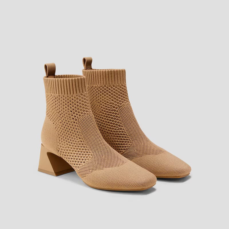 Square-Toe Perforated Heeled Boots (Melissa) | VIVAIA