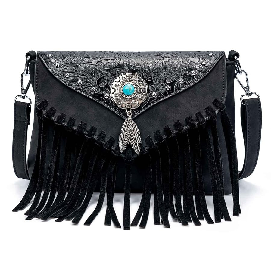 Small Crossbody Bags for Women Crossbody Handbag Fringe Purse Tassel Shoulder Bag Turquoise Conch... | Amazon (US)