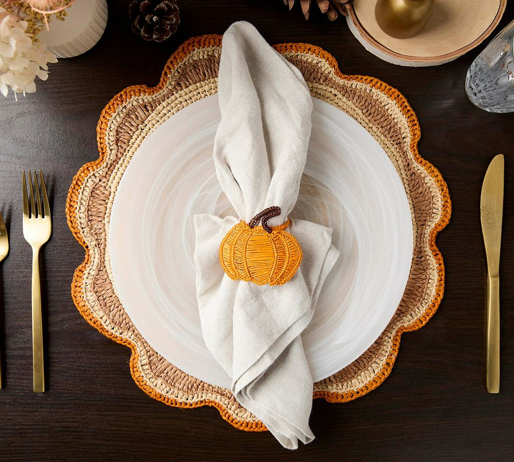 Handwoven Pumpkin Napkin Rings, Set of 4 | Pottery Barn (US)