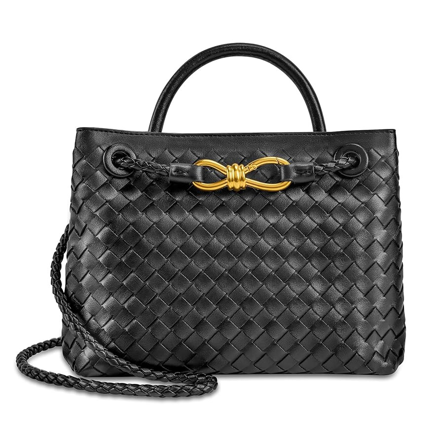 Woven Tote Bag for Women Leather Shoulder Handbag Designer Top Handle Purses | Amazon (US)