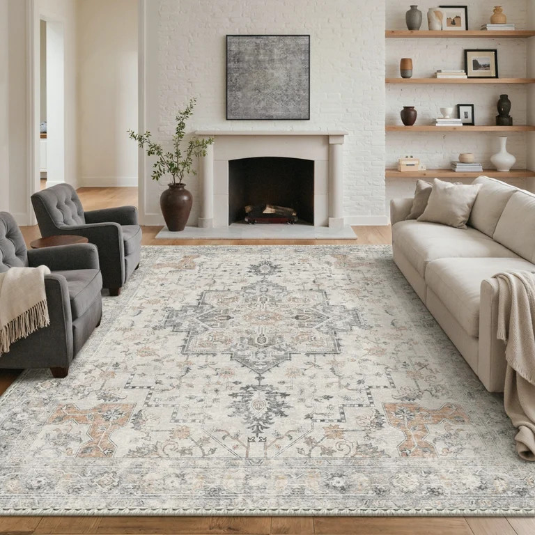 KUETH Modern Area Rug 8x10, Machine Washable Rugs for Living Room, Non Slip Carpet Printed, Low P... | Walmart (US)