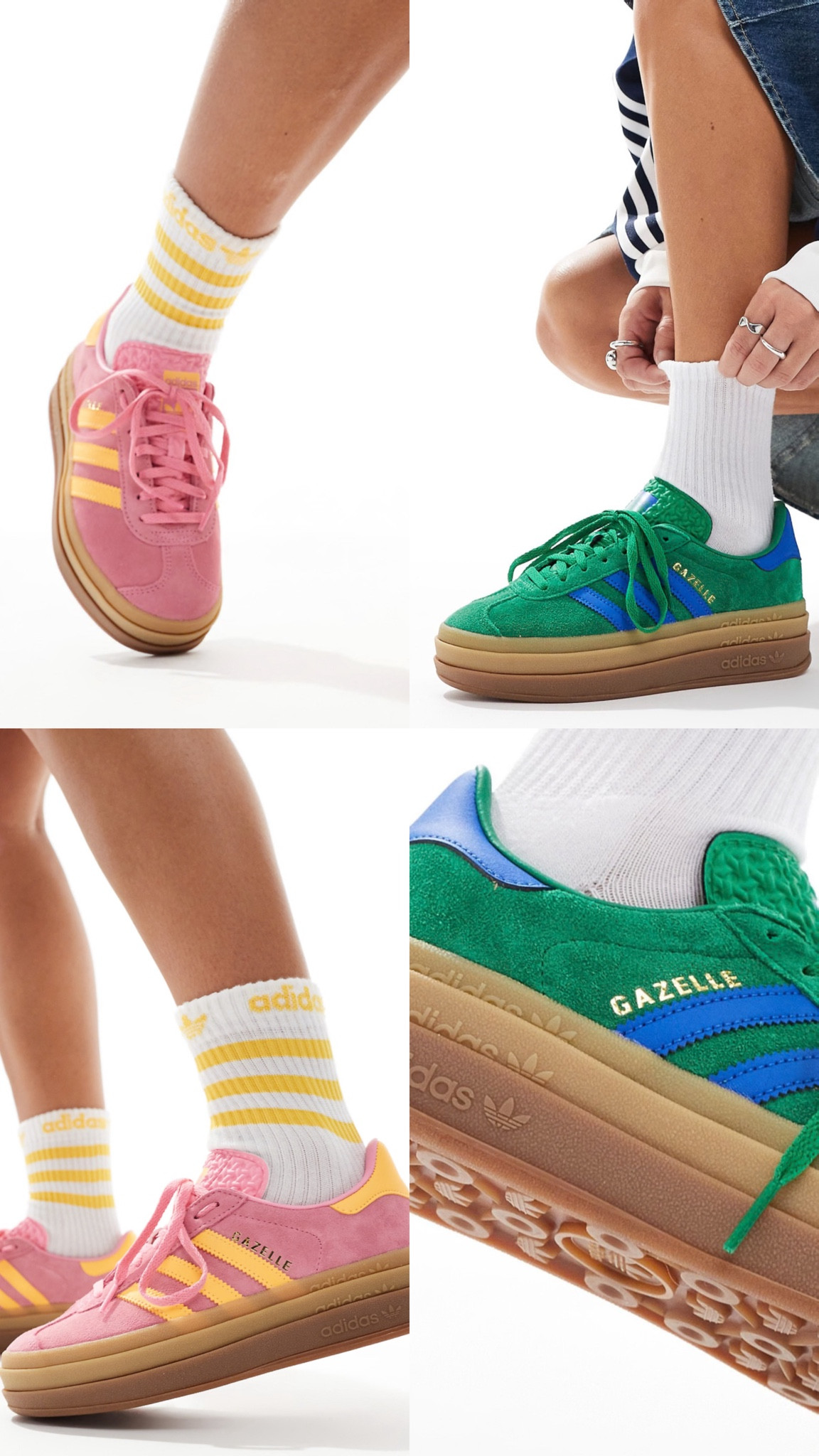 Adidas trainers on sale! Under £80 at Asos. adidas Originals Gazelle Bold trainers in green and blue with gum sole. adidas Originals Gazelle Bold trainers in pink and yellow with gum sole.

Affordable fashion.  Wardrobe staple. Timeless. Gift guide idea for her. Casual look, sporty, clean aesthetic, chic look, feminine fashion, trendy look.



#LTKuk #LTKautumn #LTKshoes