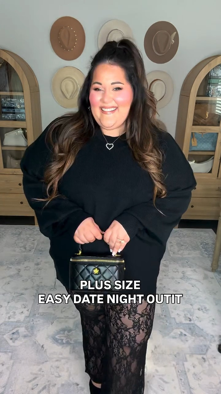 Plus size date night outfit! 🖤 easy to throw on, chic, and so comfortable!! 😍 also bonus points for this being a perfect Valentine’s Day outfit idea for my gals who don’t love pink! 🥰

For sizing reference, I’m wearing a 2X in the pants and a 3X in the sweater! ✨

#LTKPlusSize #LTKMidsize #LTKSeasonal