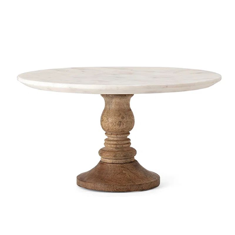 Lissa Marble And Wood Cake Stand | Wayfair North America