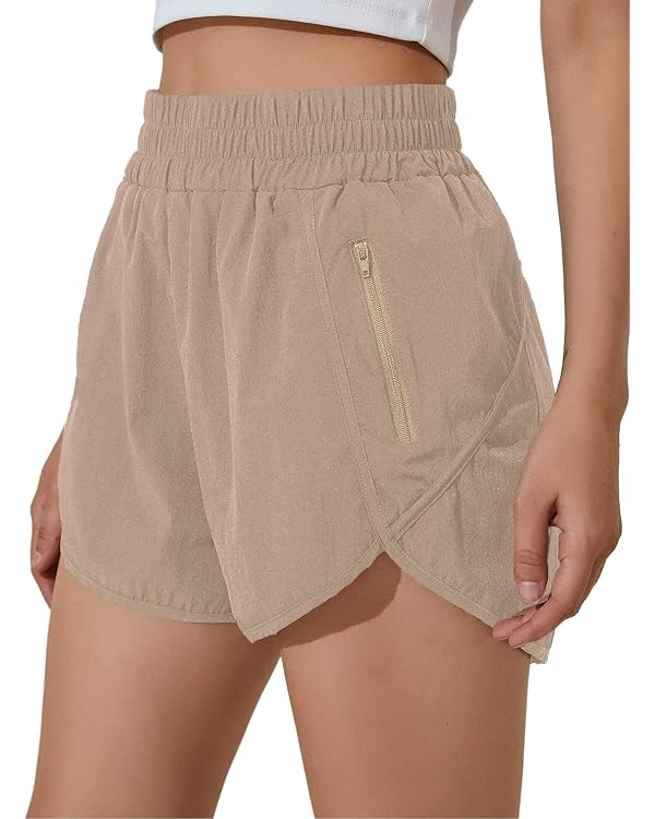 BMJL Women's Running Shorts Elastic High Waisted with Pockets, Sporty Workout Quick Dry Athletic ... | Amazon (US)