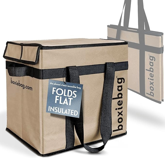 Collapsible Reuseable Insulated Grocery Bags - Stackable Heavy Duty Grocery Tote Bag - Insulated ... | Amazon (US)