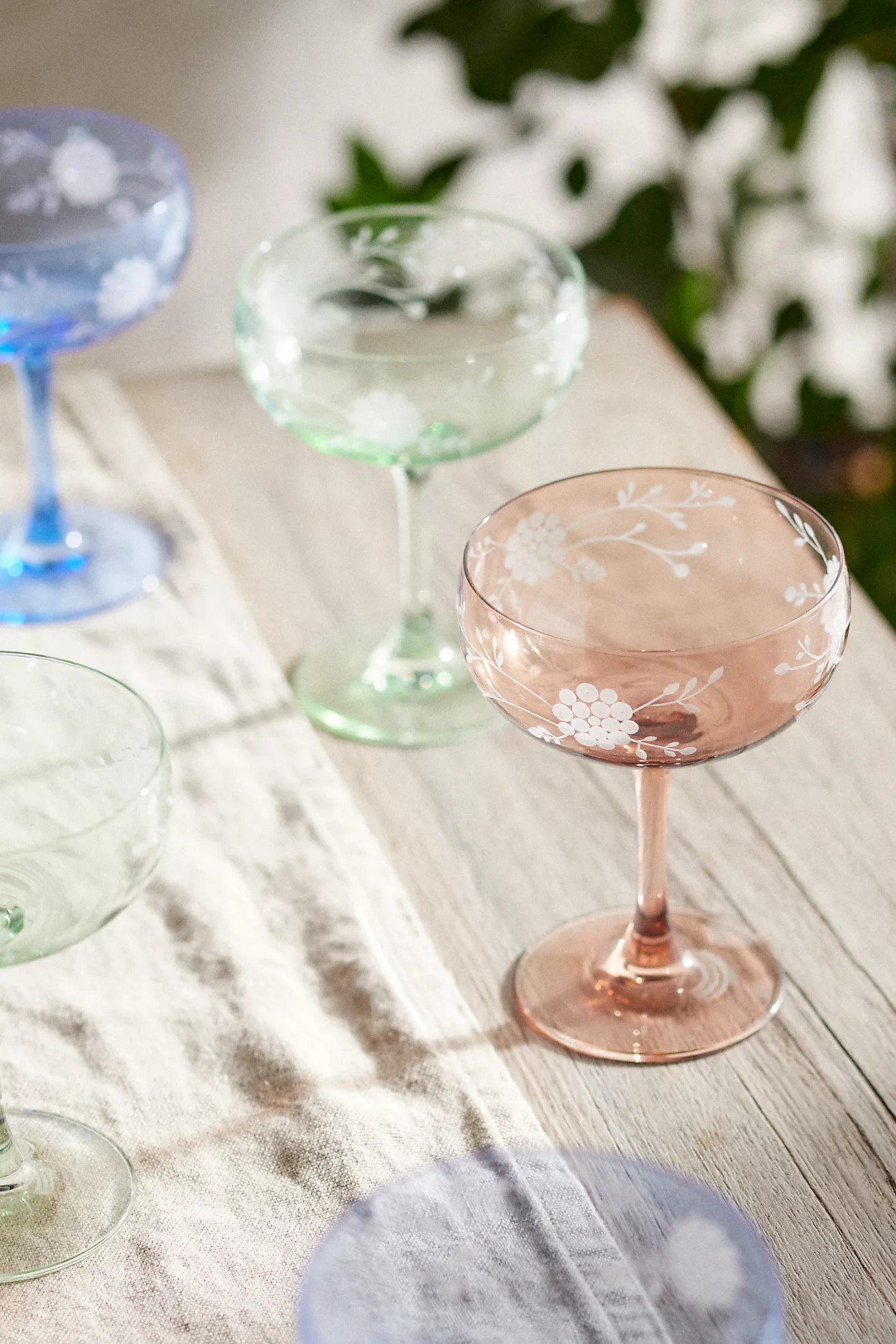 Colorful Floral Coupe Glasses, Set of 2 | Anthropologie (US)