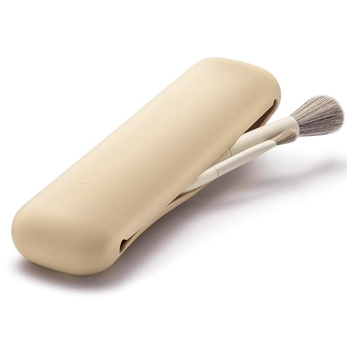 Aoshet Silicone Makeup Brush Bag, Portable and Waterproof, 8.3in x 2.2in, Khaki | Amazon (US)