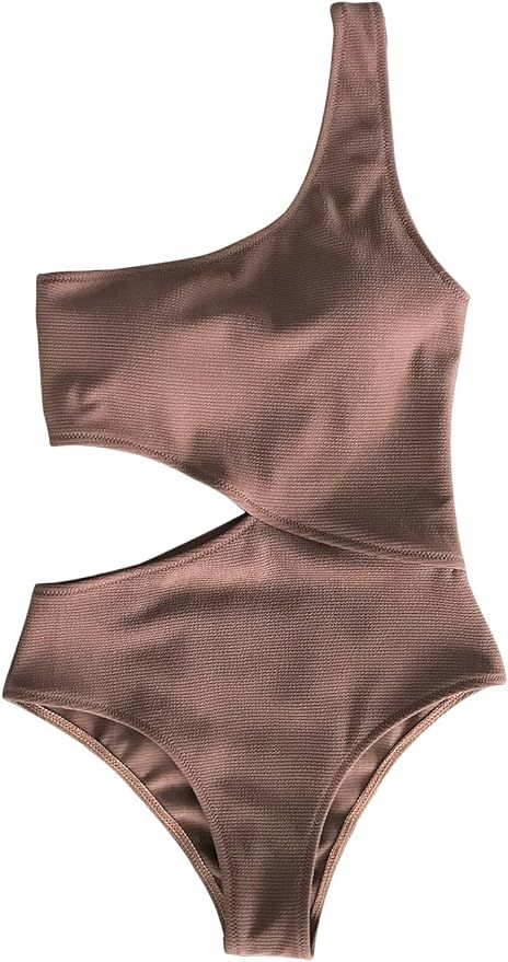 CUPSHE Women's Candy Rain One Shoulder One-Piece Swimsuit Bathing Suit | Amazon (US)