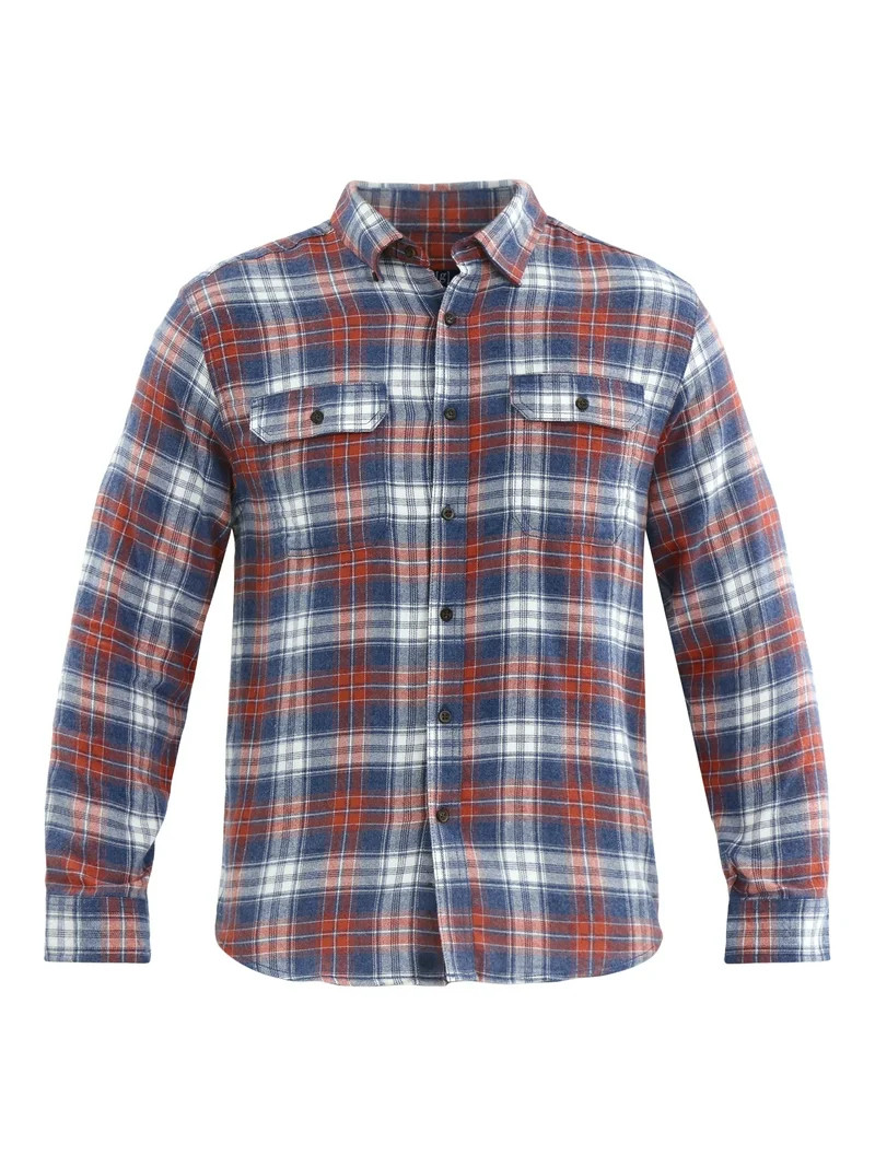 George Men's Flannel Shirt with Long Sleeves, Sizes XS-3XLT | Walmart (US)