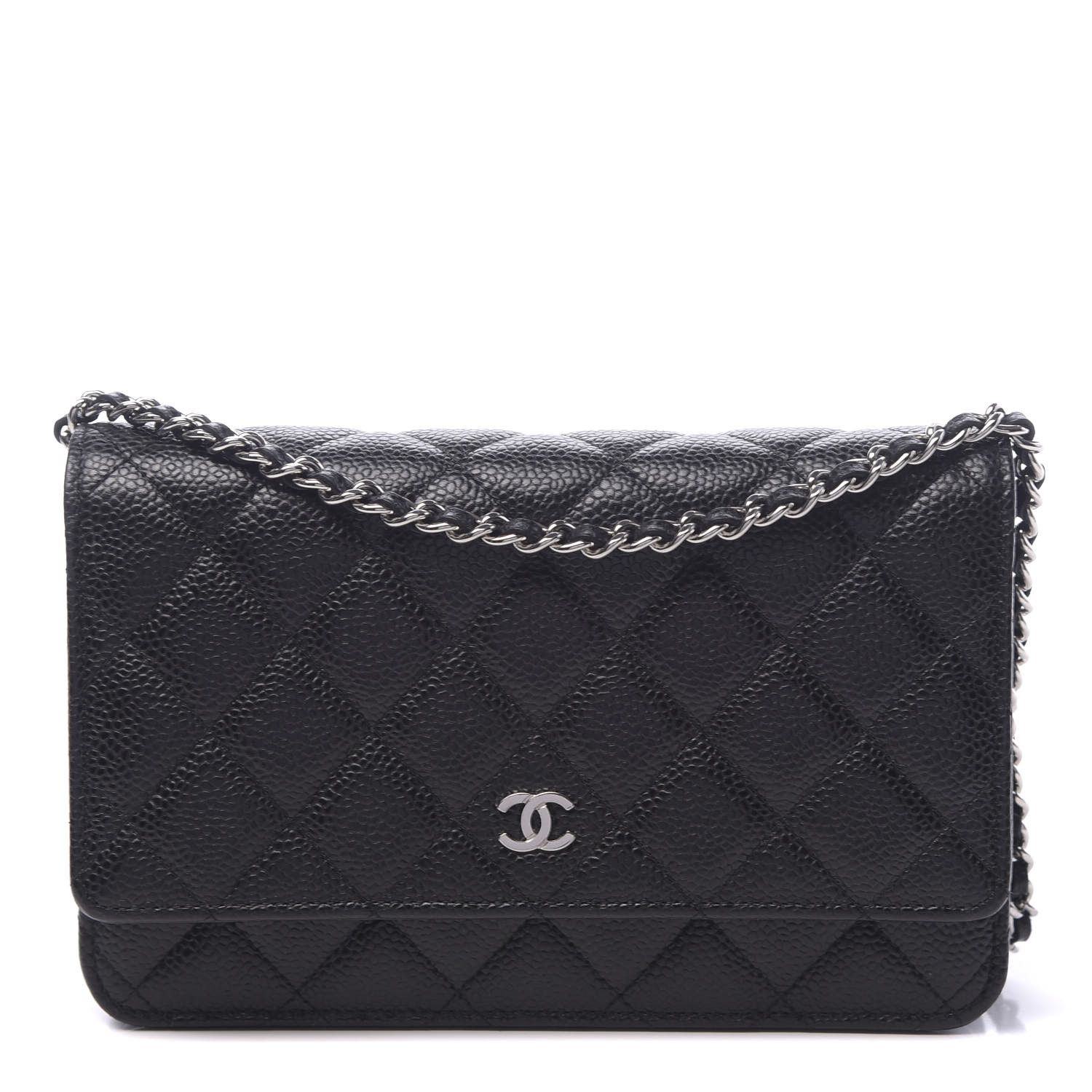 Caviar Quilted Wallet On Chain WOC Black | FASHIONPHILE (US)