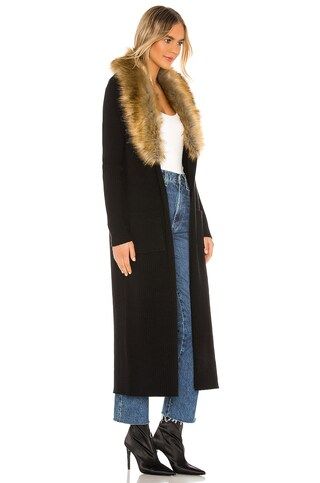 Show Me Your Mumu Lombardi Long Cardigan With Faux Fur Trim in Black from Revolve.com | Revolve Clothing (Global)
