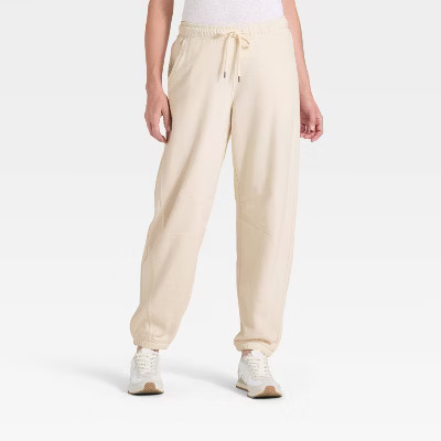 Women's Mid-Rise Barrel Leg Sweatpants - Universal Thread™ Cream XL | Target