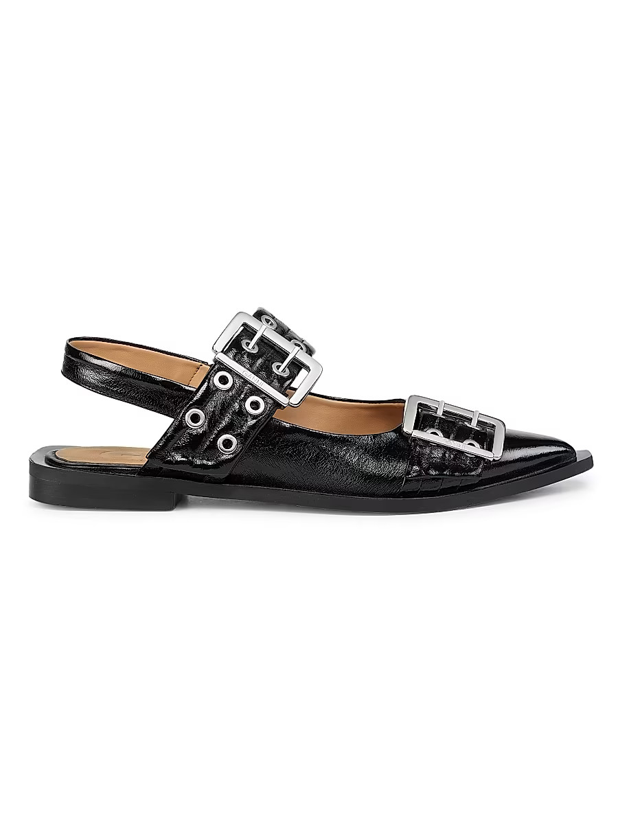 Women's Buckle Ballerina Flats - Black - Size 7 | Saks Fifth Avenue