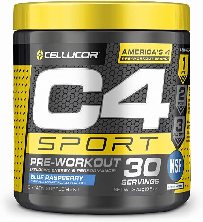 C4 Sport Pre Workout Powder Blue Raspberry - Pre Workout Energy with 3g Creatine Monohydrate + 13... | Amazon (US)