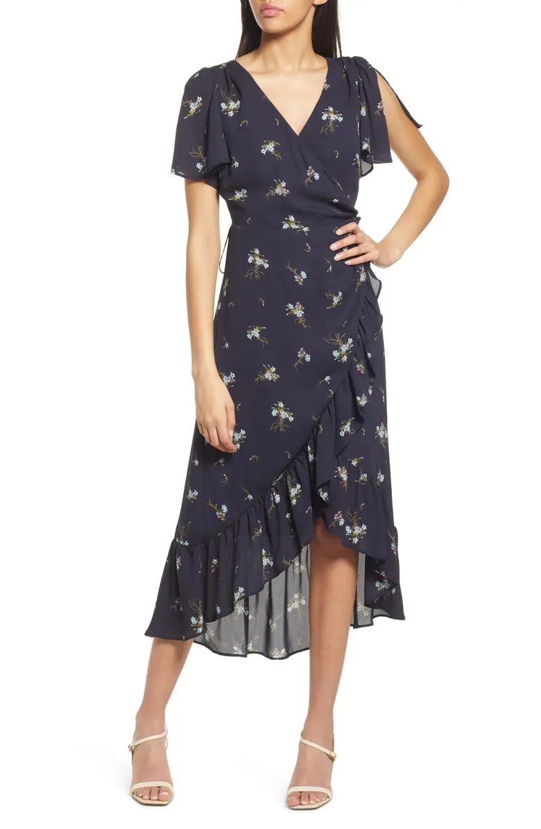 Flounce Floral Print Chiffon Faux Wrap Dress | Nordstrom