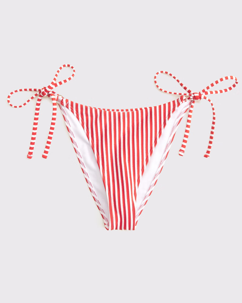 Abercrombie & Fitch Women's Low Rise Tie-Side Cheeky Bottom in Red Stripe - Size L | Abercrombie & Fitch (US)