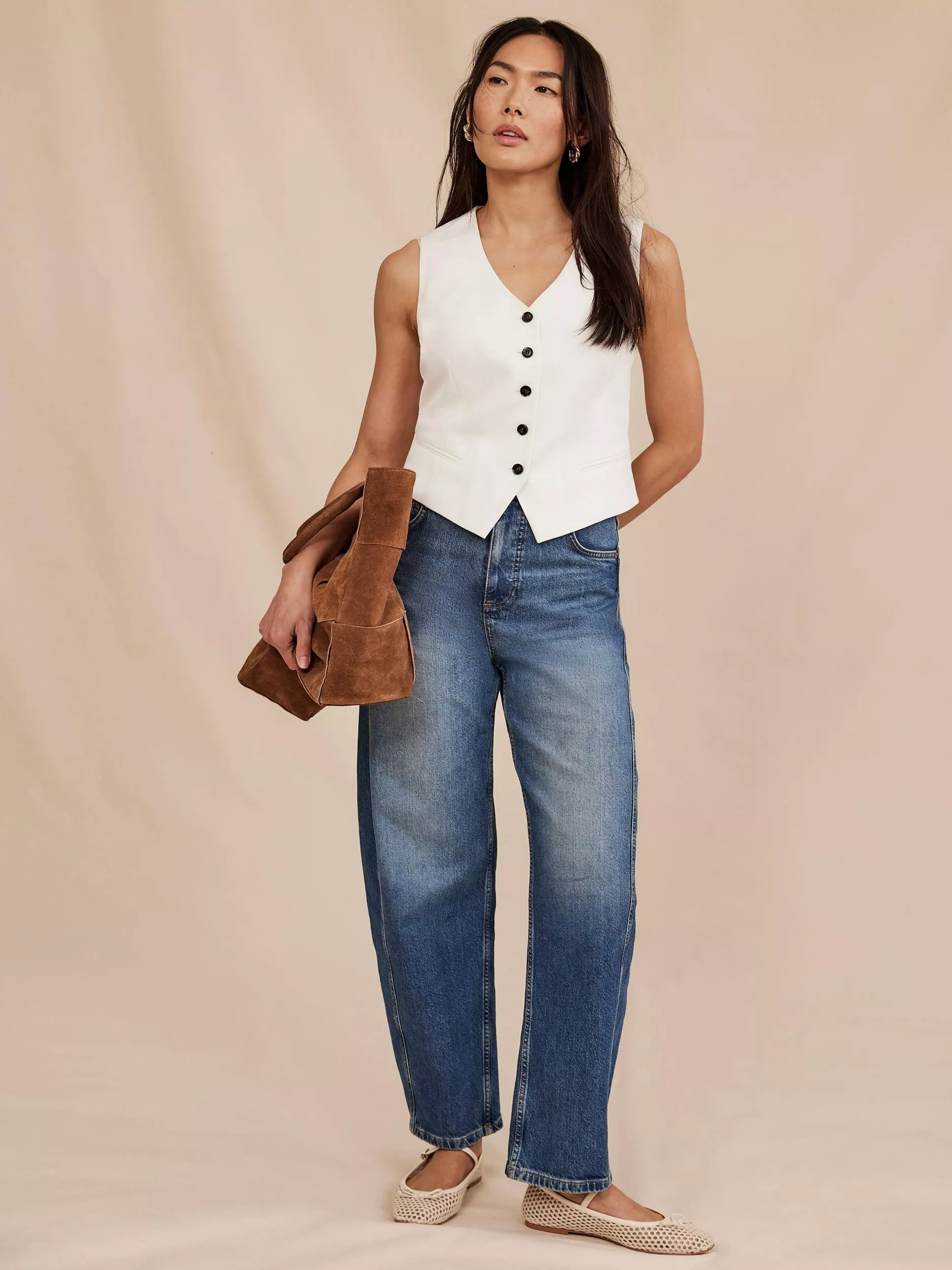 Mint Velvet Cotton Blend Barrel Leg Jeans | John Lewis (UK)