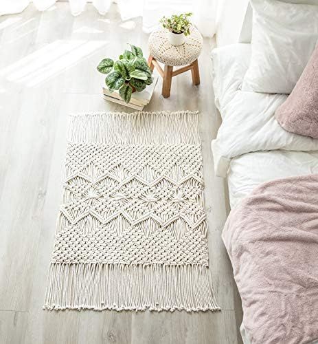 Mkono Macrame Rug Boho Area Rugs Cotton Woven Small Carpets with Tassels for Bedroom Living Room ... | Amazon (US)