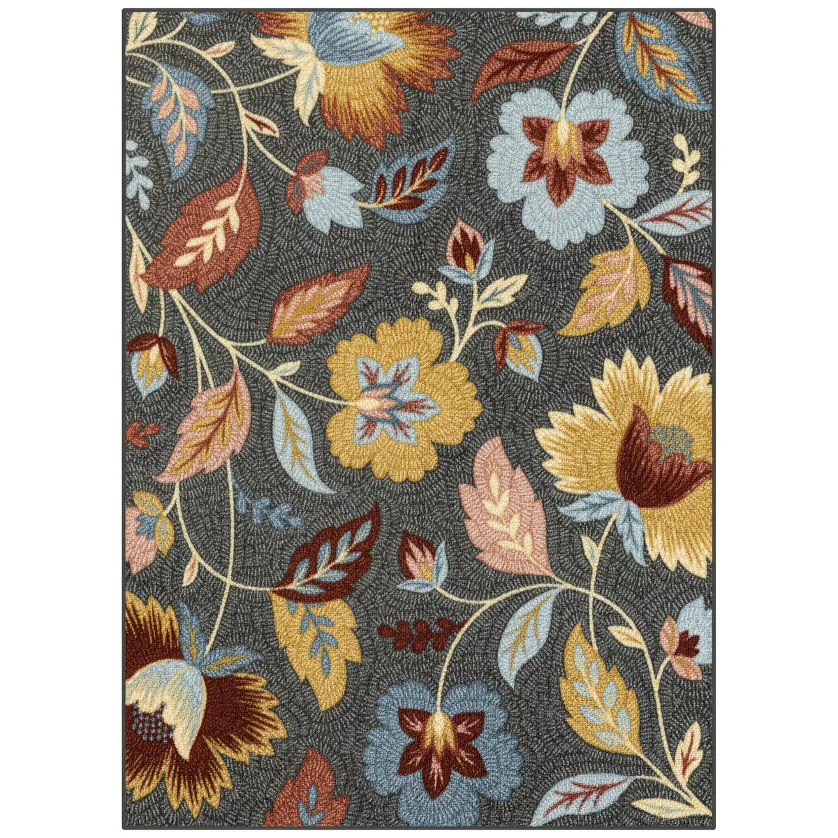 Maples 4'x5'5" Garden Floral Accent Rug Gray: Traditional Tufted Medium Pile, Fade & Stain-Resist... | Target