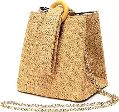 Straw Crochet Clutch Bag Fashion Clutch Bags Bucket Wrist Evening Purse Bag Summer | Amazon (US)