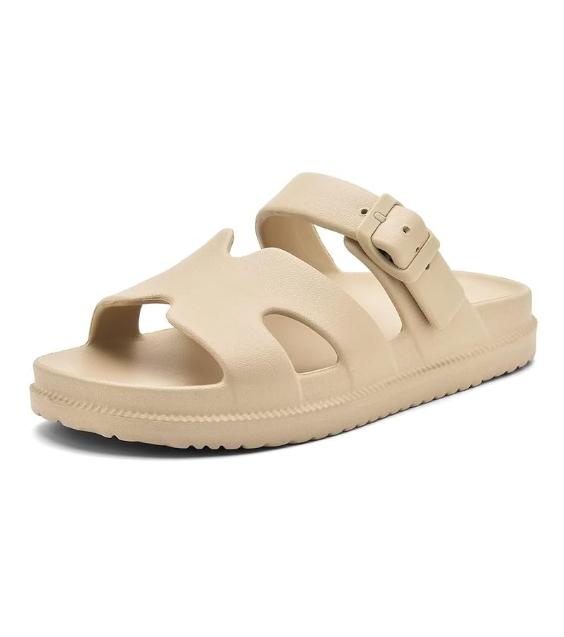 Women's Flat Sandals with Arch Support, Summer Beach Slides Adjustable Buckle, Comfort Lightweigh... | Amazon (US)