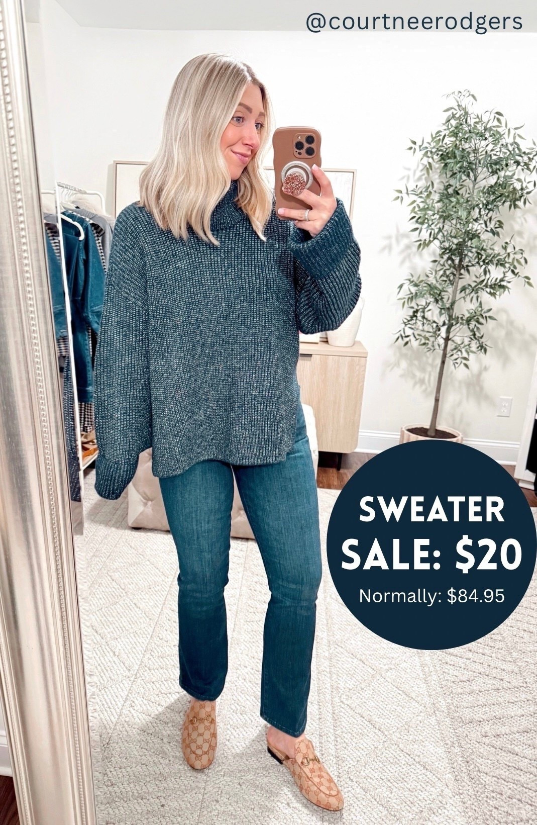 Sweater on sale for $20! I sized up to a size large for an oversized fit! Jeans run big, wearing size 26, normally size 27

Frame denim, loft, sweaters 

#LTKHoliday #LTKGiftGuide #LTKFindsUnder50