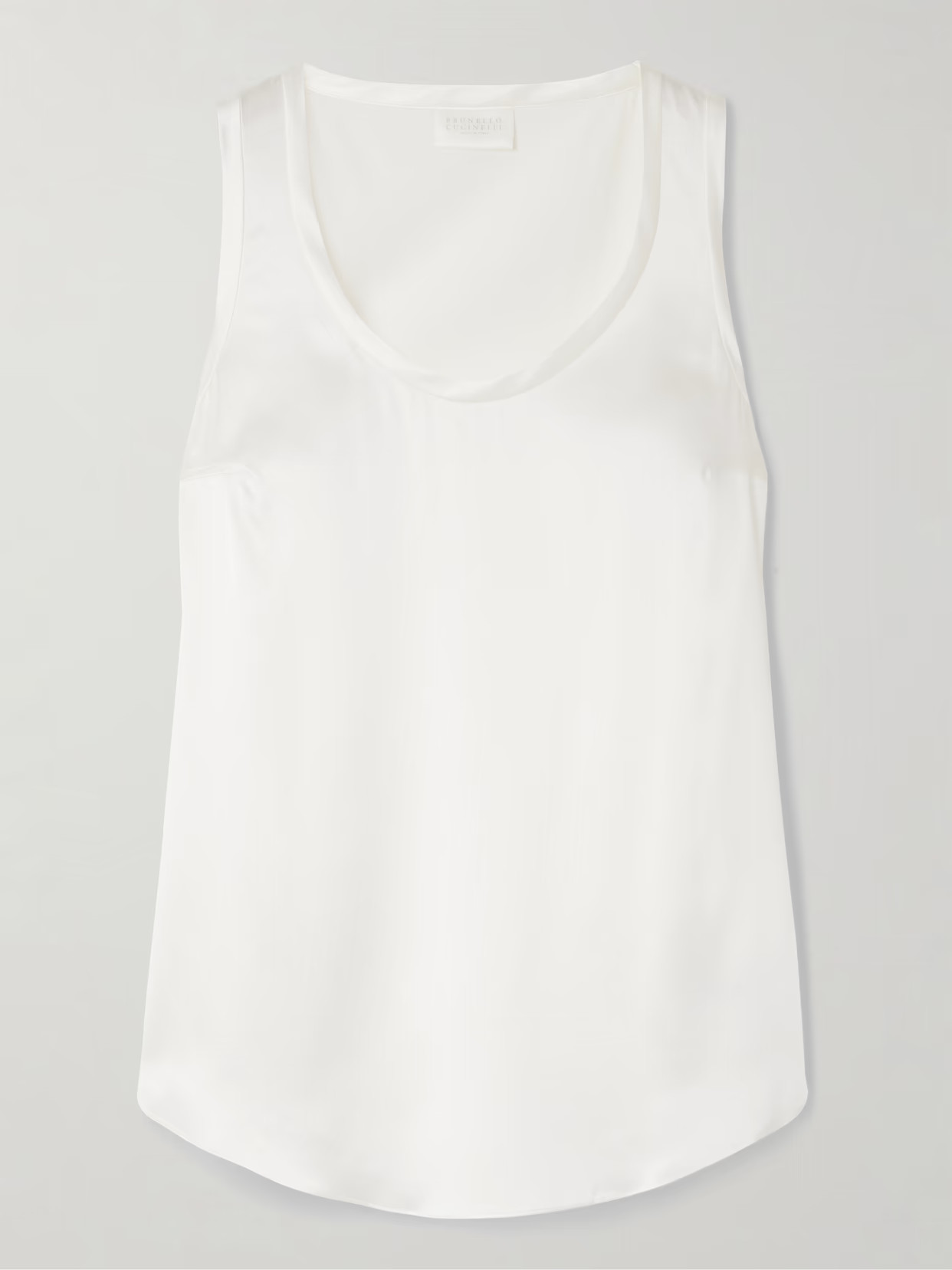 Brunello Cucinelli - Silk-blend Satin Tank - Off-white | NET-A-PORTER (US)