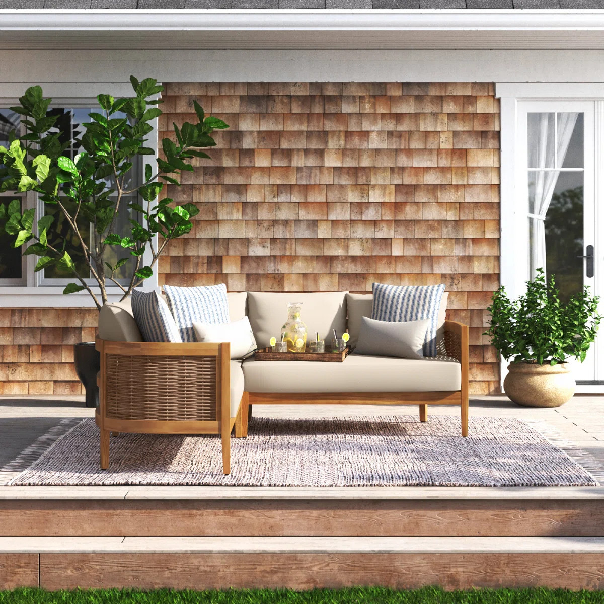 Birch Lane™ Fellers 80" Wide Outdoor Reversible Patio Sectional with Cushions & Reviews | Wayfa... | Wayfair North America