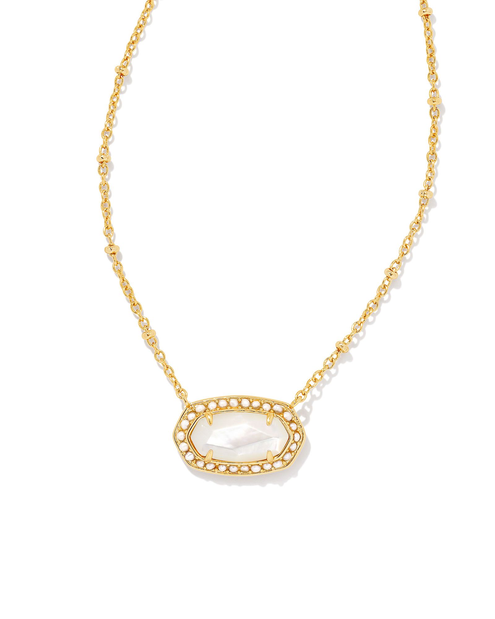 Pearl Beaded Elisa Gold Pendant Necklace in Ivory Mother-of-Pearl | Kendra Scott | Kendra Scott