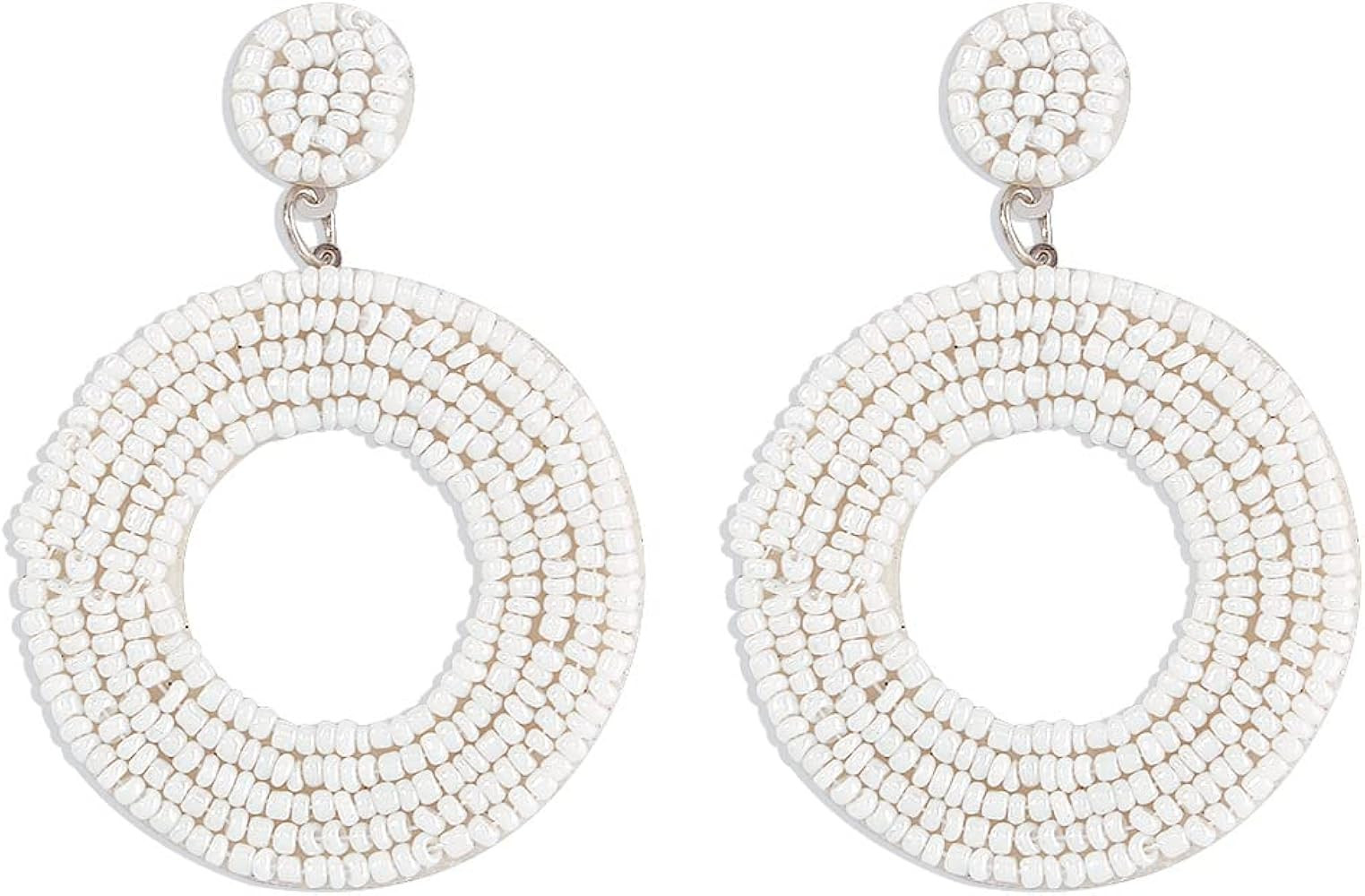 Bohemian Colorful Beaded Dangle Earrings Multicolored Handmade Seed Bead Earrings Statement Summe... | Amazon (US)