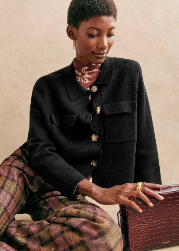 Betty Cardigan - Black - Merino Wool - Sézane | Sezane Paris