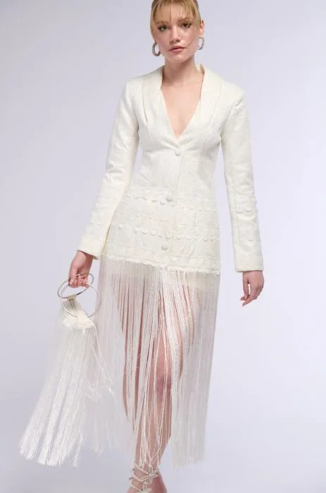 HOPELESS ROMANTIC FRINGE BLAZER DRESS | AKIRA