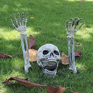 AISENO Realistic Skeleton Stakes Halloween Decorations for Lawn Stakes Garden Halloween Skeleton ... | Amazon (US)